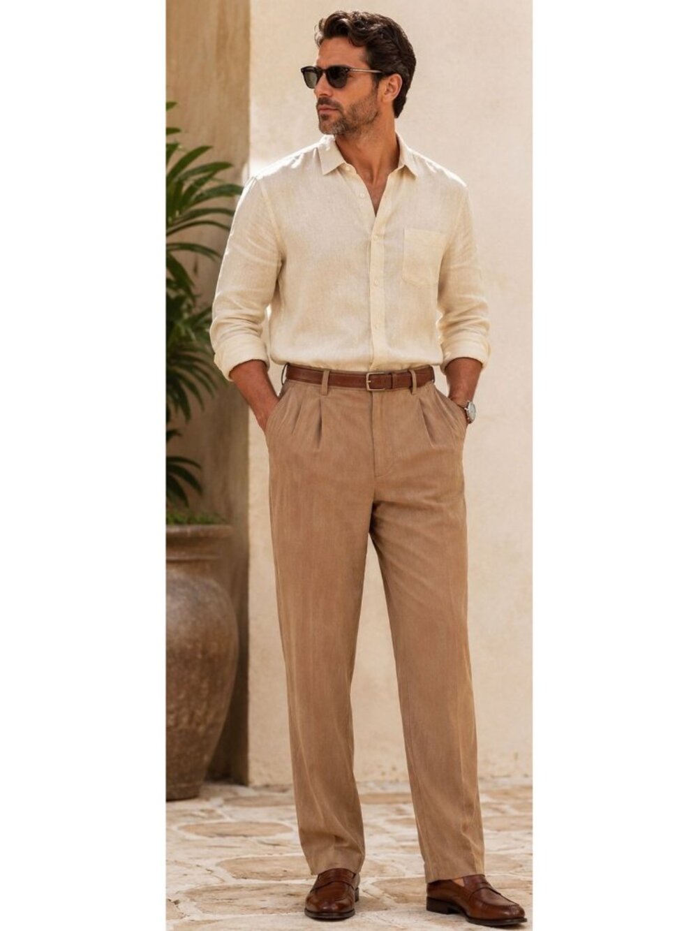 Tommy Bahama Men’s 100% Silk Pants Size 33 Tan Brown preppy old money luxury